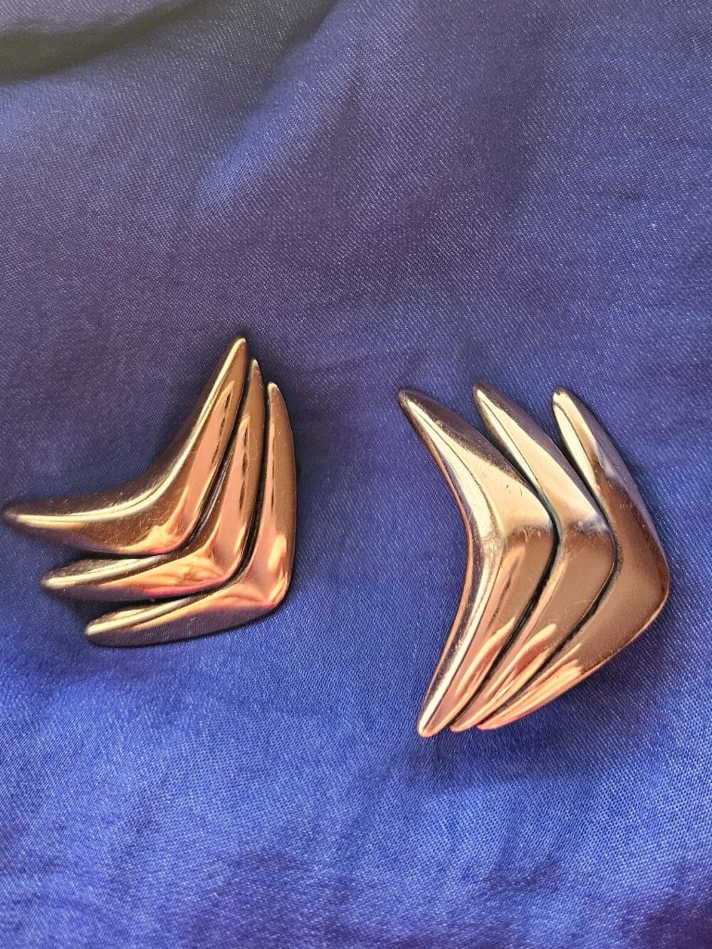 Mid-century copper boomerang earrings